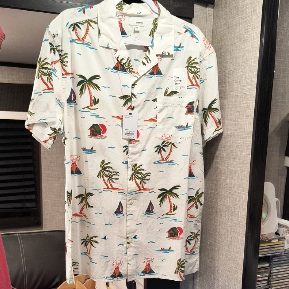 Sonoma White Tropical Print Casual Shirt